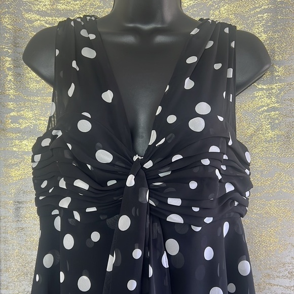 Vintage🧚♀️ Bellissima Black/White Y2K Polka Dot Bodydoll Blouse Size 12 - Picture 7 of 17